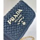 Replica Prada Crochet Raffia Shoulder Bag Black