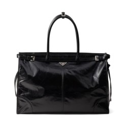 Replica Prada Leather Tote Bag 2VG128 Black