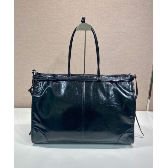 Replica Prada Leather Tote Bag 2VG128 Black Replica Prada Leather Tote Bag 2VG128 Black