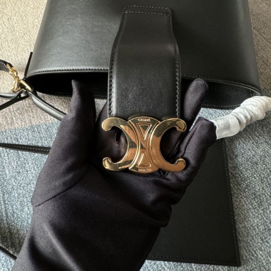 Replica Celine Small/Medium Bucket Louise Bag Black Smooth Calfskin