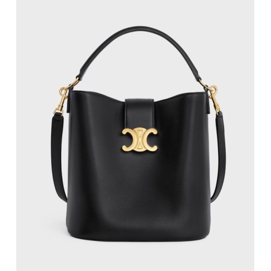 Replica Celine Small/Medium Bucket Louise Bag Black Smooth Calfskin