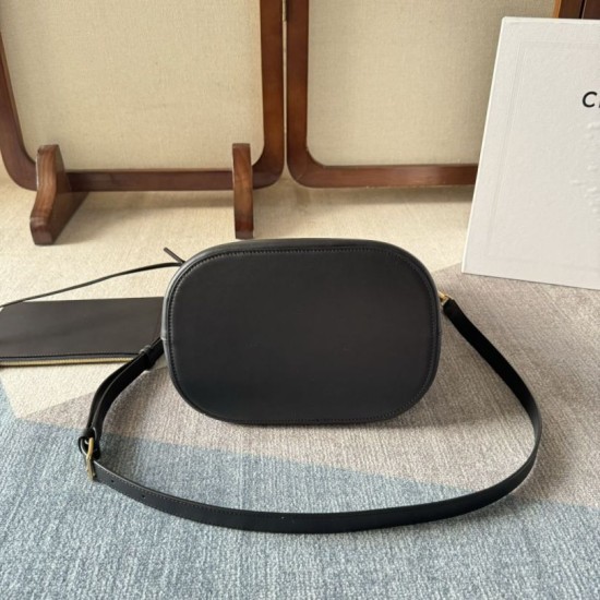 Replica Celine Small/Medium Bucket Louise Bag Black Smooth Calfskin