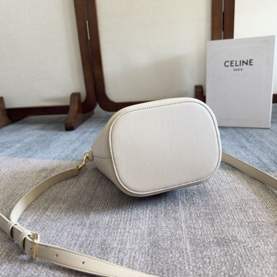 Replica Celine Small/Medium Bucket Louise Bag White Smooth Calfskin