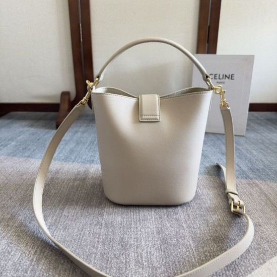 Replica Celine Small/Medium Bucket Louise Bag White Smooth Calfskin