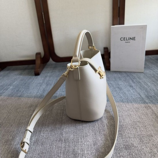 Replica Celine Small/Medium Bucket Louise Bag White Smooth Calfskin