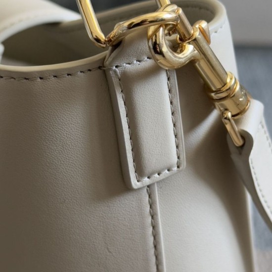 Replica Celine Small/Medium Bucket Louise Bag White Smooth Calfskin