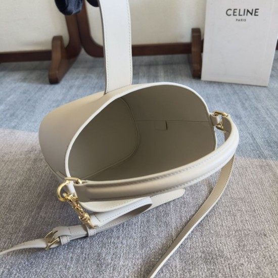 Replica Celine Small/Medium Bucket Louise Bag White Smooth Calfskin