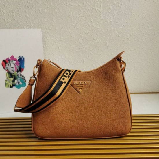 Replica Prada Shoulder Bag Grained Brown