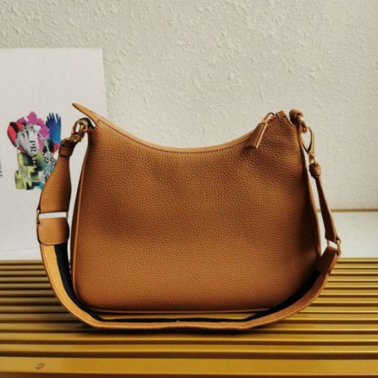 Replica Prada Shoulder Bag Grained Brown