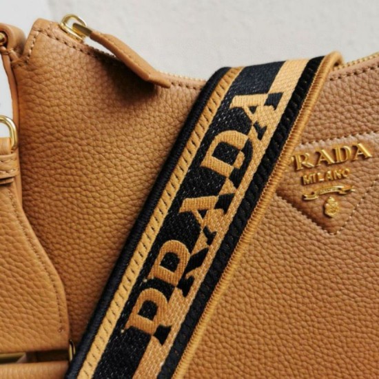 Replica Prada Shoulder Bag Grained Brown