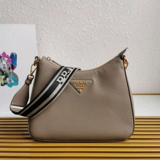 Replica Prada Shoulder Bag Grained Gray