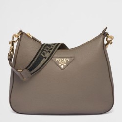Replica Prada Shoulder Bag Grained Gray
