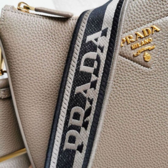Replica Prada Shoulder Bag Grained Gray