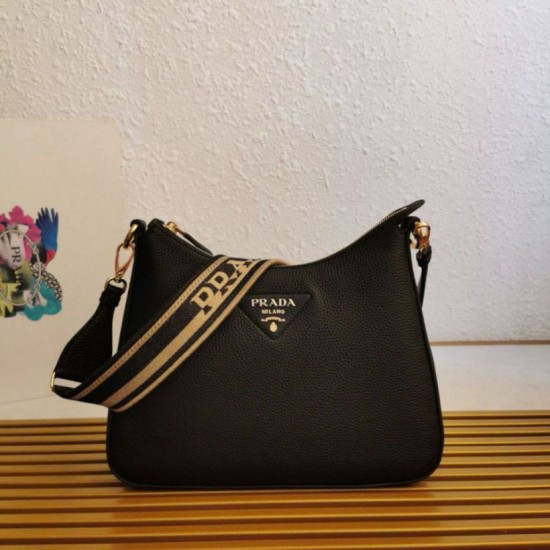 Replica Prada Shoulder Bag Grained Black