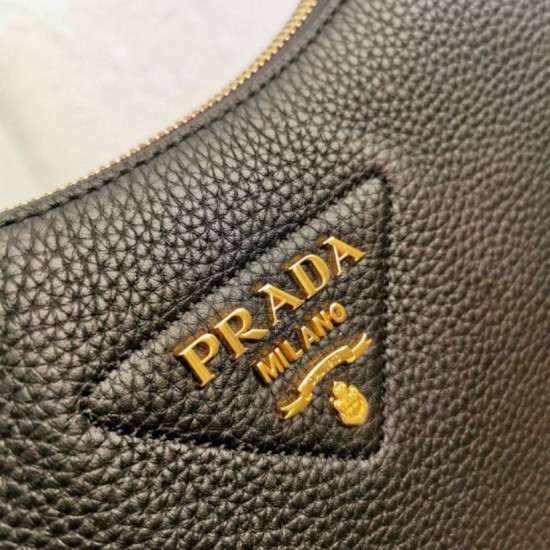 Replica Prada Shoulder Bag Grained Black