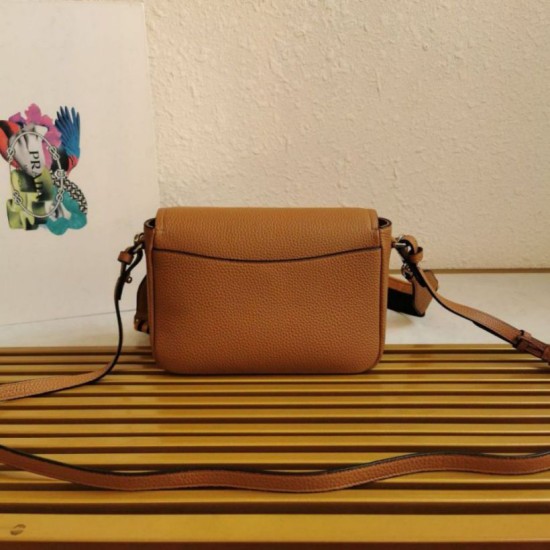 Replica Prada Flap Small Shoulder Bag Grained Brown
