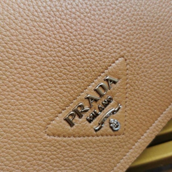 Replica Prada Flap Small Shoulder Bag Grained Brown