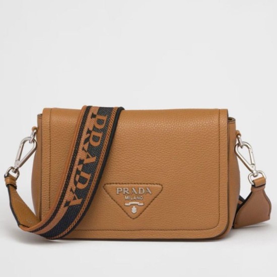 Replica Prada Flap Small Shoulder Bag Grained Brown