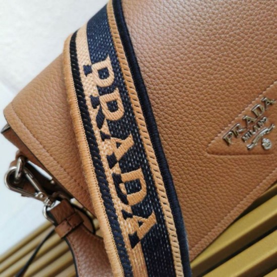 Replica Prada Flap Small Shoulder Bag Grained Brown