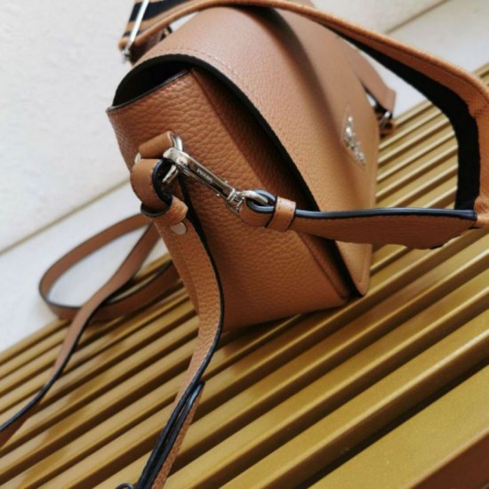 Replica Prada Flap Small Shoulder Bag Grained Brown