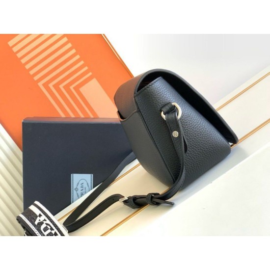 Replica Prada Flap Small Shoulder Bag Grained Black