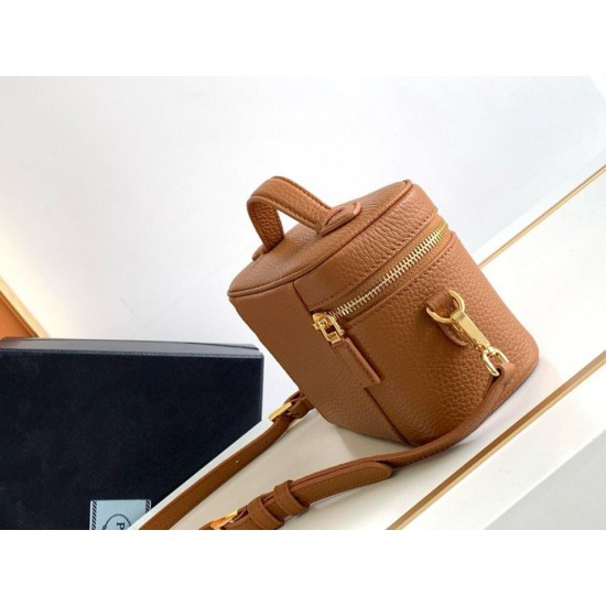 Replica Prada Mini Vanity Bag Grained Brown
