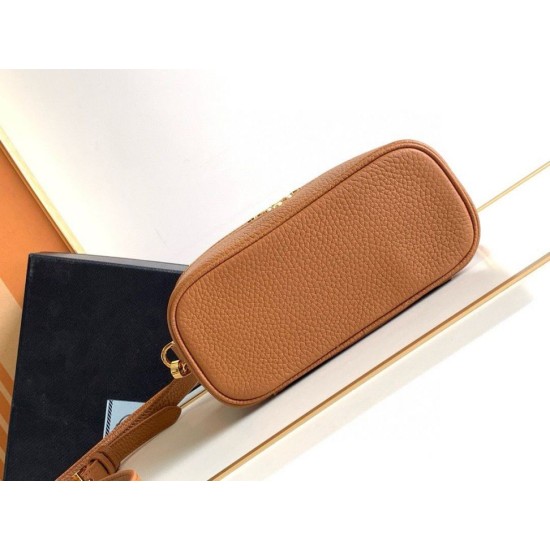 Replica Prada Mini Vanity Bag Grained Brown