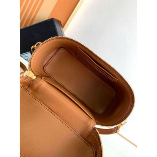 Replica Prada Mini Vanity Bag Grained Brown