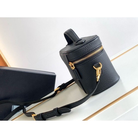 Replica Prada Mini Vanity Bag Grained Black