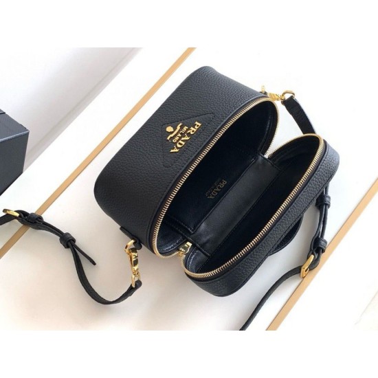 Replica Prada Mini Vanity Bag Grained Black
