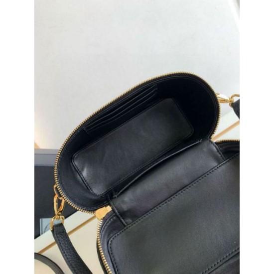 Replica Prada Mini Vanity Bag Grained Black