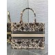 Replica Dior Medium Book Tote Bag Raffia with Dior Cabinet de Curiosites Beige
