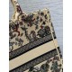 Replica Dior Medium Book Tote Bag Raffia with Dior Cabinet de Curiosites Beige