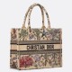 Replica Dior Medium Book Tote Bag Raffia with Dior Cabinet de Curiosites Beige