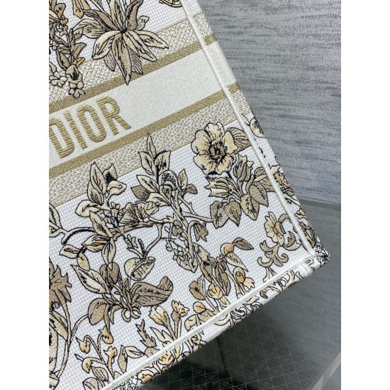 Replica Dior Large Book Tote Bag Gold-Tone Millefiori Unicorn Embroidery