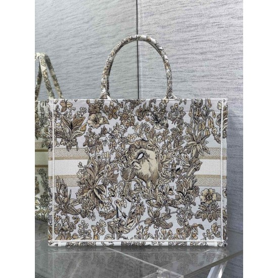 Replica Dior Large Book Tote Bag Gold-Tone Millefiori Unicorn Embroidery
