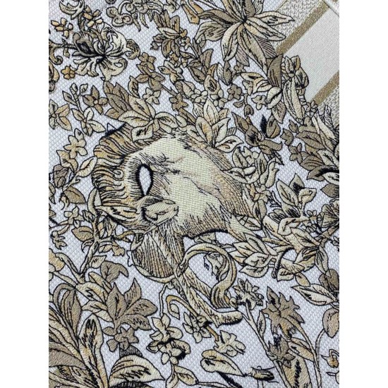 Replica Dior Large Book Tote Bag Gold-Tone Millefiori Unicorn Embroidery