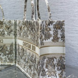 Replica Dior Large Book Tote Bag Gold-Tone Millefiori Unicorn Embroidery