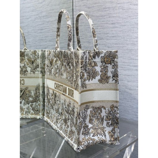 Replica Dior Large Book Tote Bag Gold-Tone Millefiori Unicorn Embroidery