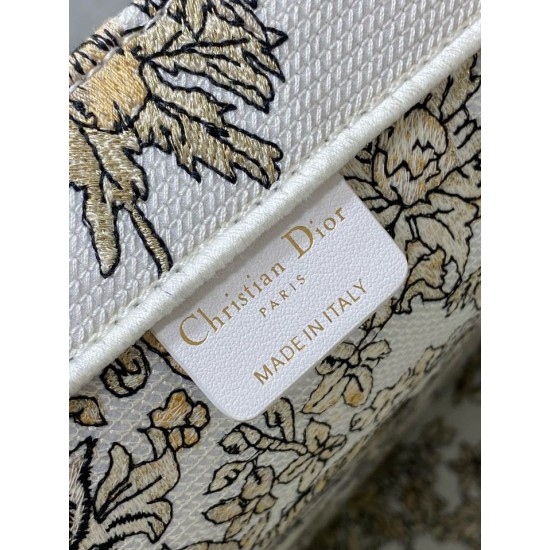 Replica Dior Large Book Tote Bag Gold-Tone Millefiori Unicorn Embroidery