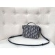 Replica Christian Dior Caro Box Bag with Chain Dior Oblique Jacquard Blue