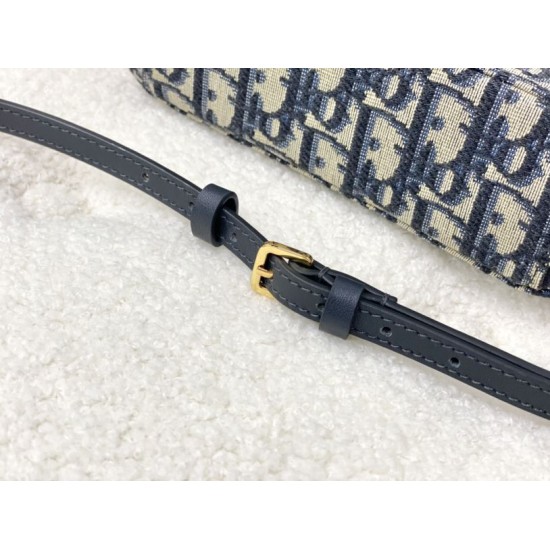 Replica Christian Dior Caro Box Bag with Chain Dior Oblique Jacquard Blue