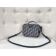 Replica Christian Dior Caro Box Bag with Chain Dior Oblique Jacquard Blue