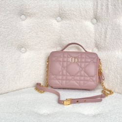 Replica Christian Dior Caro Box Bag with Chain Pink