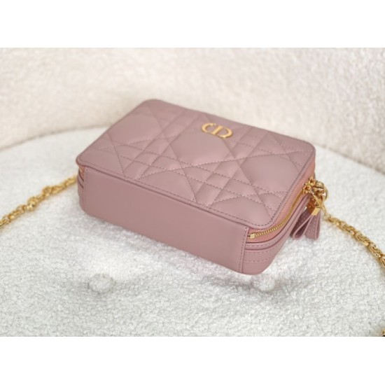 Replica Christian Dior Caro Box Bag with Chain Pink Replica Christian Dior Caro Box Bag with Chain Pink