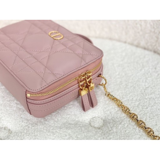 Replica Christian Dior Caro Box Bag with Chain Pink Replica Christian Dior Caro Box Bag with Chain Pink