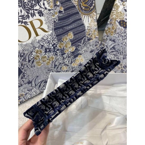 Fake Christian Dior Mini Book Tote Bag Dior Oblique Embroidered Velvet Blue Replica