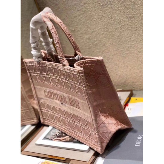 Replica Christian Dior Small Book Tote Bag Cannage Embroidery Pink Fake Christian Dior Small Book Tote Bag Cannage Embroidery Pink Replica