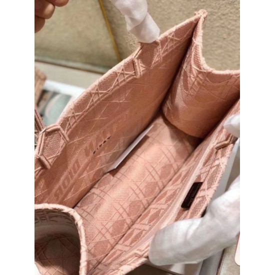 Replica Christian Dior Small Book Tote Bag Cannage Embroidery Pink Fake Christian Dior Small Book Tote Bag Cannage Embroidery Pink Replica
