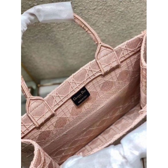 Replica Christian Dior Small Book Tote Bag Cannage Embroidery Pink Fake Christian Dior Small Book Tote Bag Cannage Embroidery Pink Replica